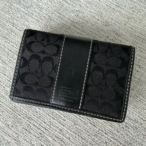 Coach | Black Signature Canvas & Leather Card Holder